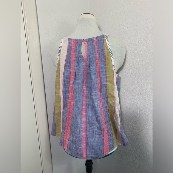 Anthropologie cotton blend multi-color striped sleeveless tank top blouse S - Picture 4 of 7